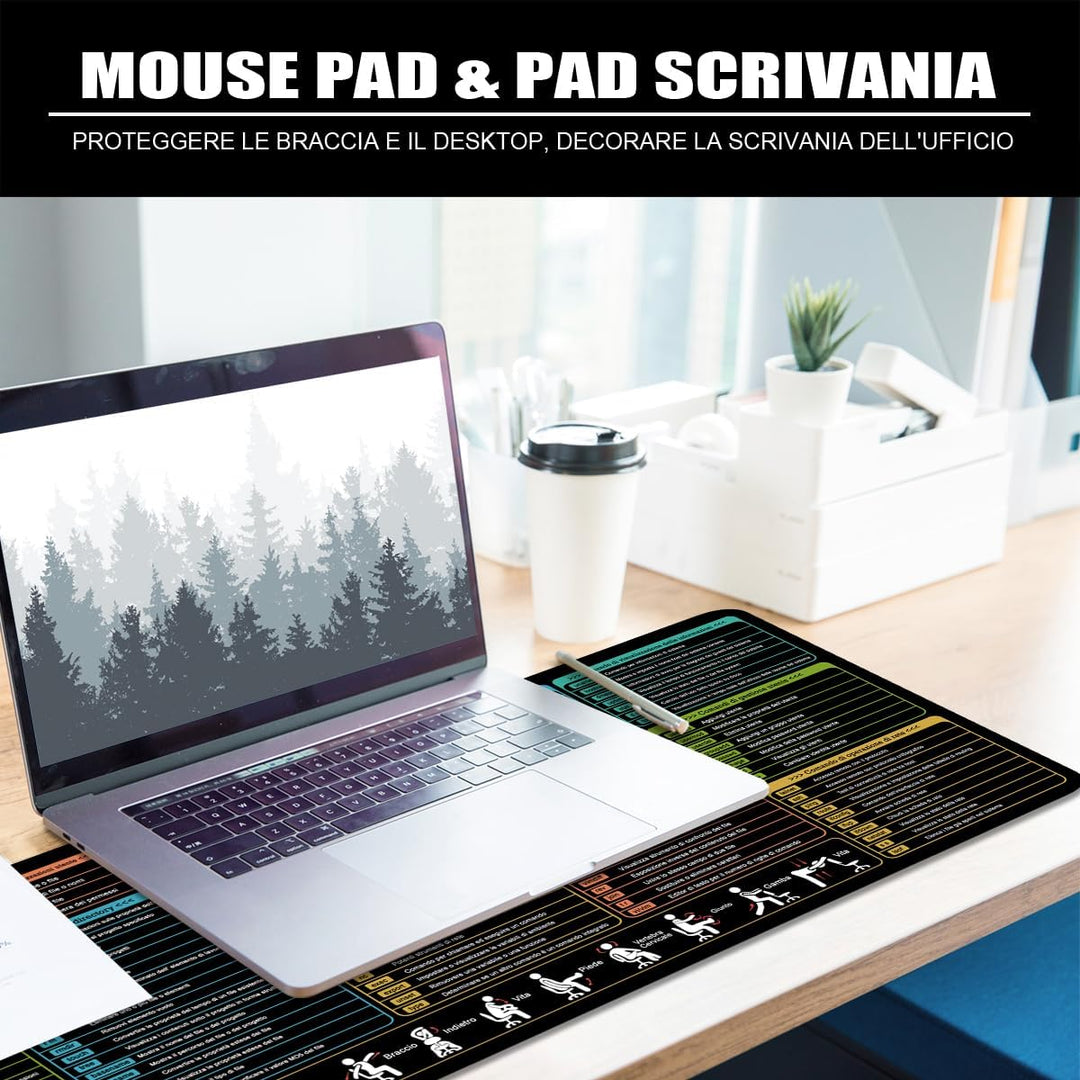 Linux Shortcuts Mauspad Italienisch Schreibtischunterlage 80x30x0.3cm Gross Gaming Mousepad XL & Des