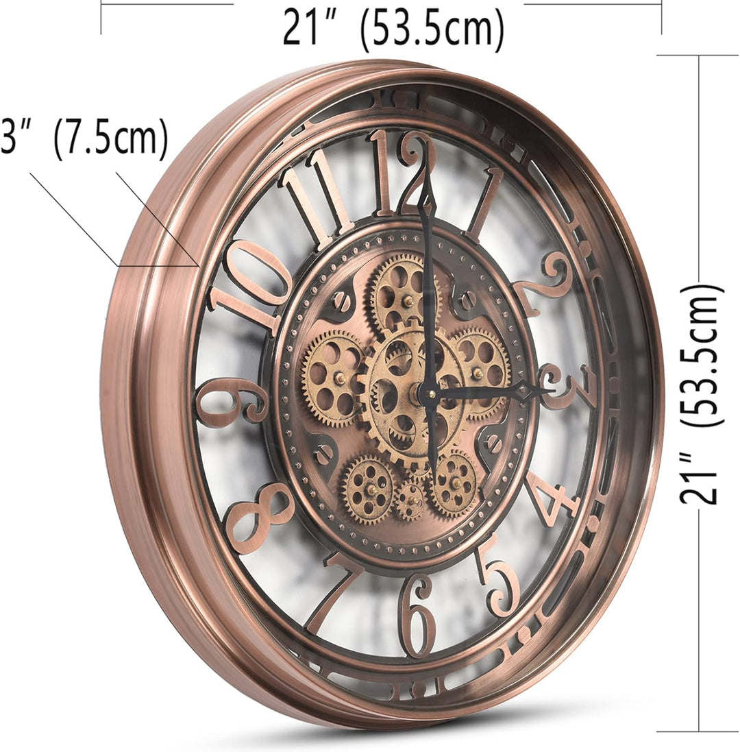 Samilito Wanduhr mit echtem Bewegungsgetriebe Zahnrädern römische oder arabische Ziffern (Arabische