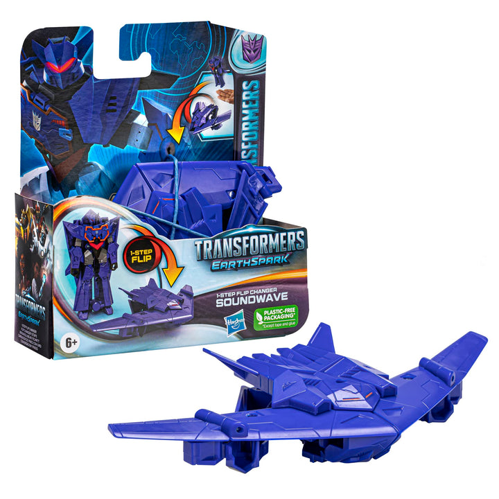 Transformers Spielzeug EarthSpark 1-Step Flip Changer Soundwave Action-Figur (10 cm), Roboterspielze