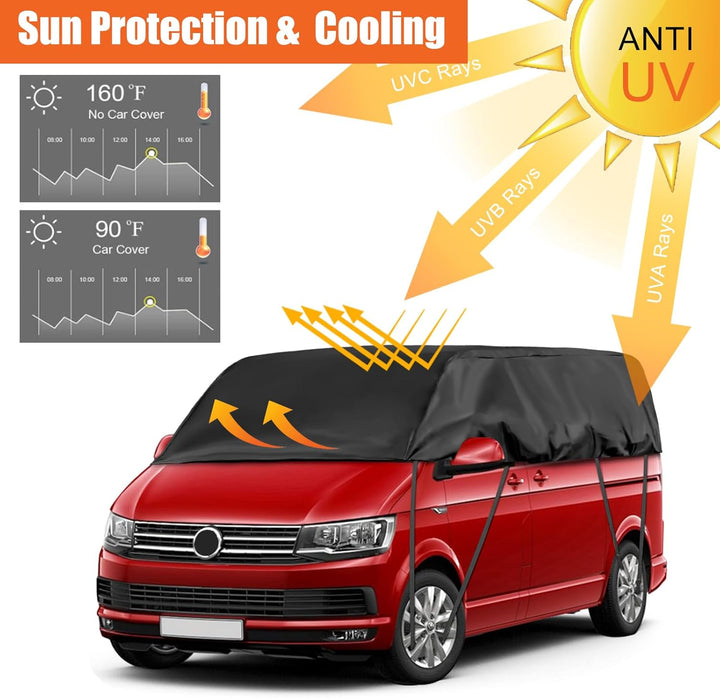 Autoabdeckung Wasserdicht Ersatz für VW T5 T6 SWB, Sonnenfest Hälfte Autoabdeckung, Halbgarage UV Be