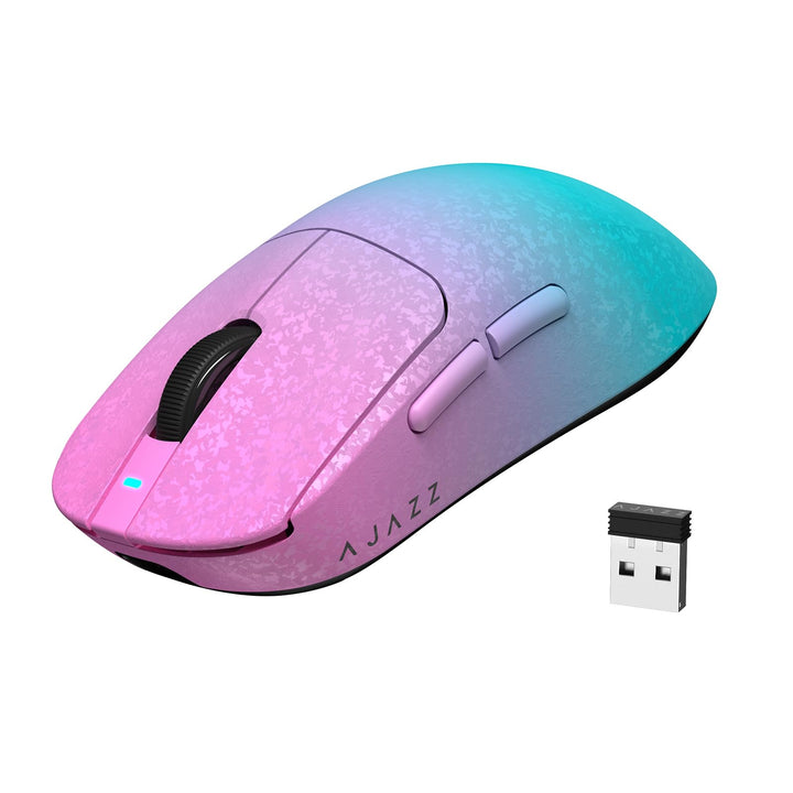 A.JAZZ AJ199 Carbonfaser-Gaming-Maus, Kabellos 2,4G/BT/USB-C Tri-Mode, Ultraleicht 55g, Optischer Pi