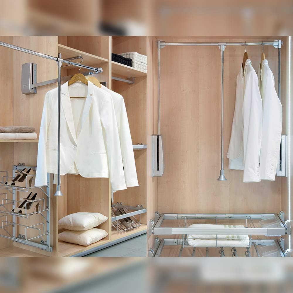 Emuca - Kleiderlift für Schrank, Ausziehbarer Kleiderlift 450-600mm Breite, Schrankinnenseiten Monta