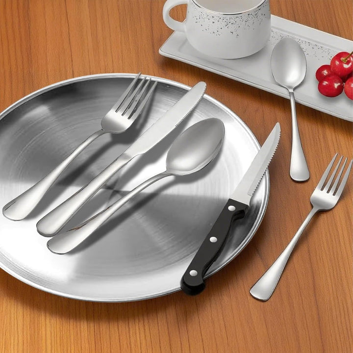 Camping Geschirr Set für 2 Personen, 10 Stück Tragbars Campingbesteck Set aus Edelstahl für Picknick