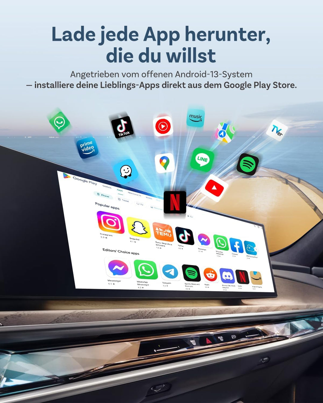 2026 Ottocast I3 AI Box für BMW, Wireless CarPlay Adapter mit Netflix/YouTube Unterstützung, Android