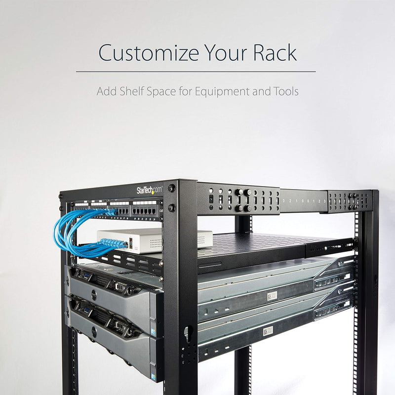 StarTech.com 1 HE Verstellbares perforiertes Server Rack Mount Ablagefach - 80kg - 49 bis 97 cm Eins