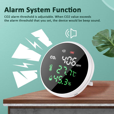 CO2 Detektor, LifeBasis 3 In 1 Luftqualitätsmonitor für Temperatur Feuchtigkeit CO2 Erkennung mit di