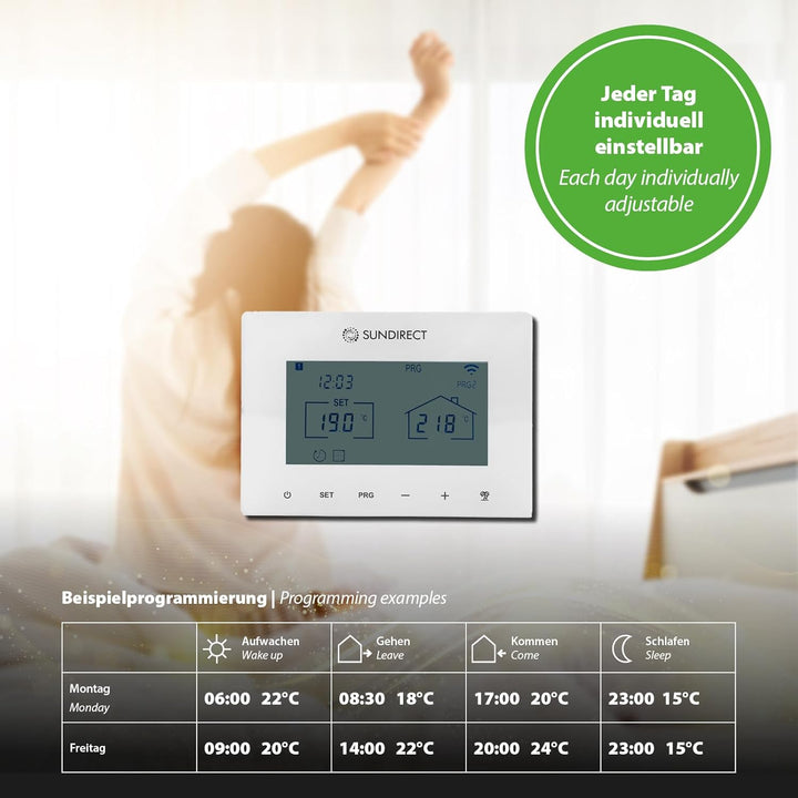 SunDirect Funkthermostat Smart2.0 Pro - WiFi - Smart Thermostatregler Touch Screen APP Steuerung Unt