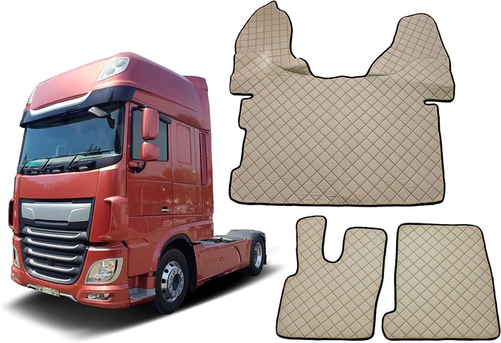 LKW Fussmatten passend für XF 106 Trucks LKWs Automatisch Öko-Leder Beige