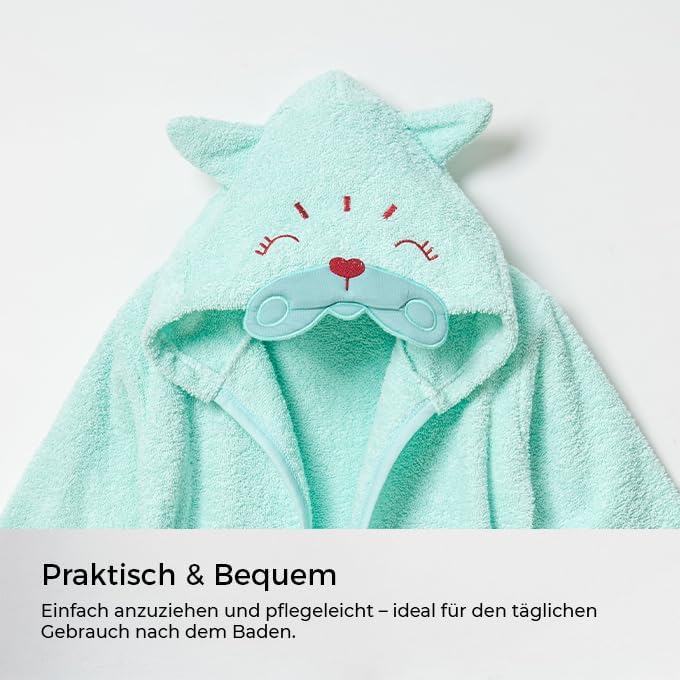 Baby Bademantel mit süssem Giraffenmotiv – Kapuzenbademantel aus 100% Baumwolle – Weich, saugfähig &