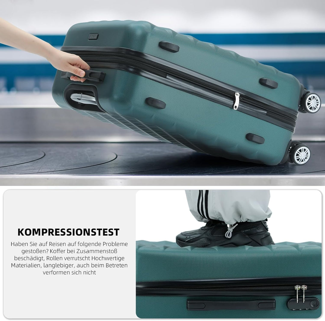 BEIBYE Zwillingsrollen 2066 Hartschale Trolley Koffer Reisekoffer Gepäck M-L-XL-Set (Dunkelgreen, Se