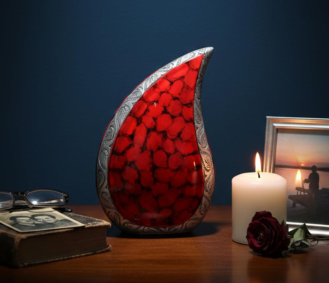 eSplanade Teardrop Urne Memorial Container Jar Pot | Urne | Urne aus Metall | Bestattungsurne (Feuer