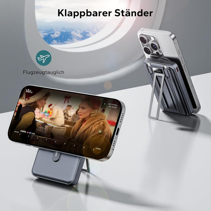 Magsafe Powerbank 10.000mAh, Power Bank iPhone Magsafe mit USB-C Kabel, 20W PD-Schnellladung Wireles