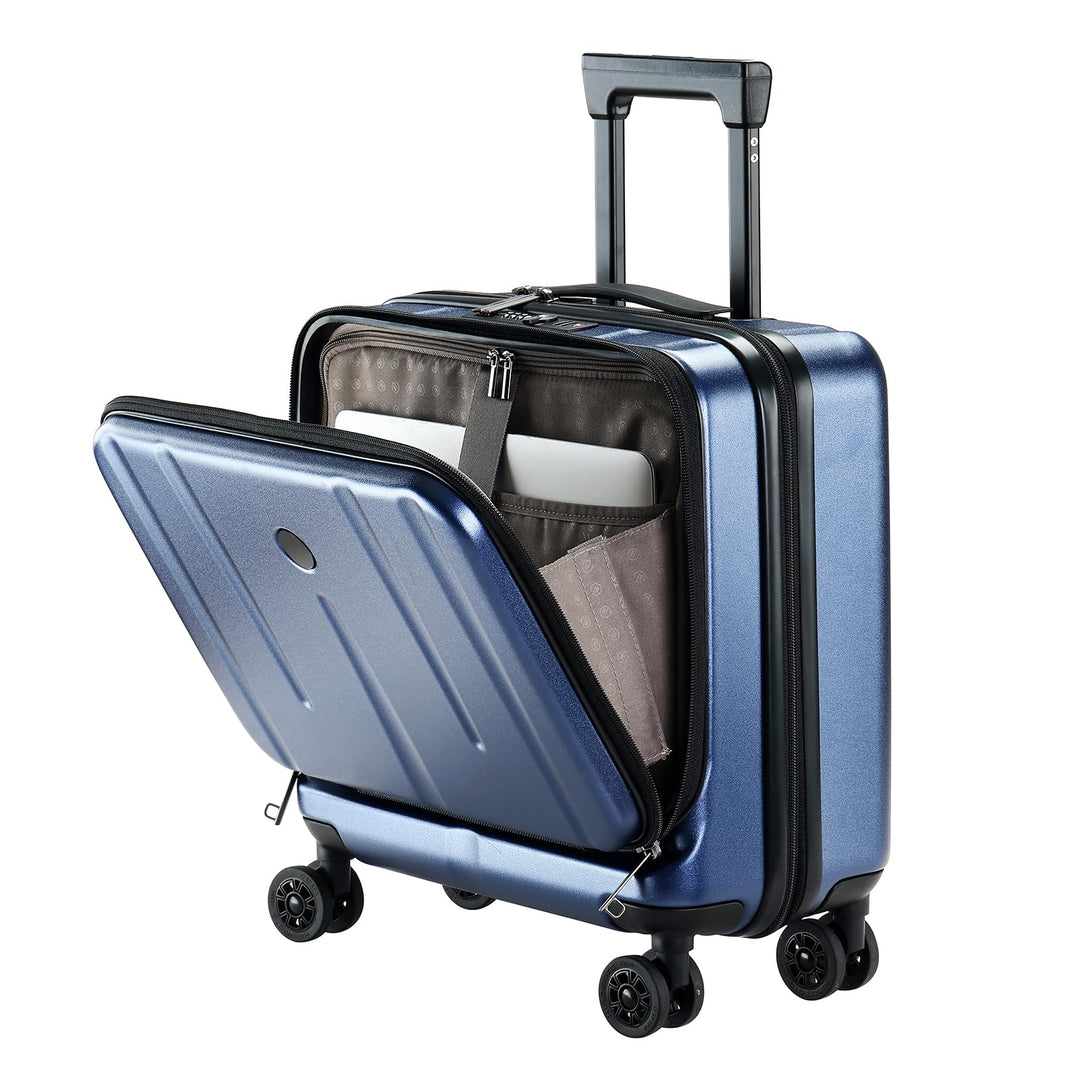 Kaleenie 16" Handgepäck-Aktenkoffer mit 2 Laptopfächern, Leichter Hartschalenkoffer mit leisen Spinn