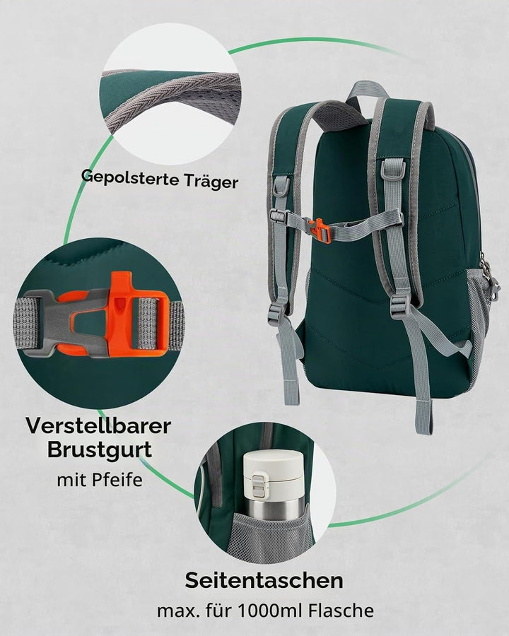 WATERFLY Rucksack Klein Wanderrucksack 12L: Leicht Tagesrucksack Mini Sport Backpack Outdoor Daypack
