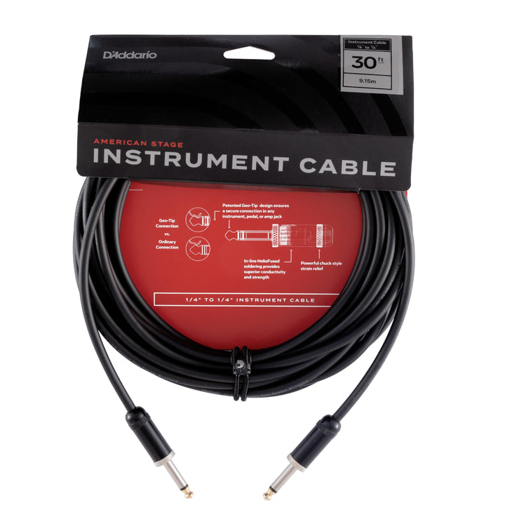 Planet Waves PW-AMSG-30 American Stage Instrumentenkabel 9,1m (30 Fuss) schwarz 30 Feet Gerade Enden