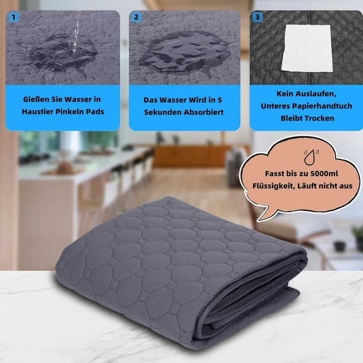 Waschbar Haustier-Urinunterlage, 2 Stück 100*70 cm Wiederverwendbare Welpenunterlagen Matte für Hund