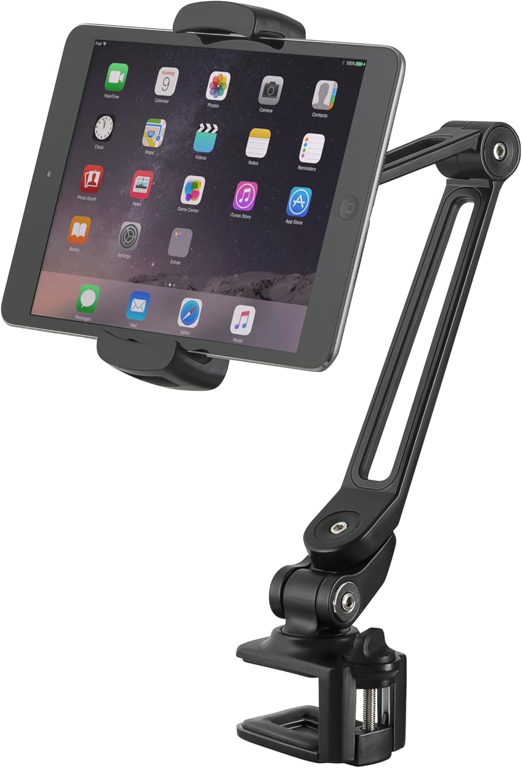 K&M 19805 Smartphone / Tablet-PC-Halter Schwarz, Kunststoff - Bis 13 Zoll - 360° drehbar - ideal für