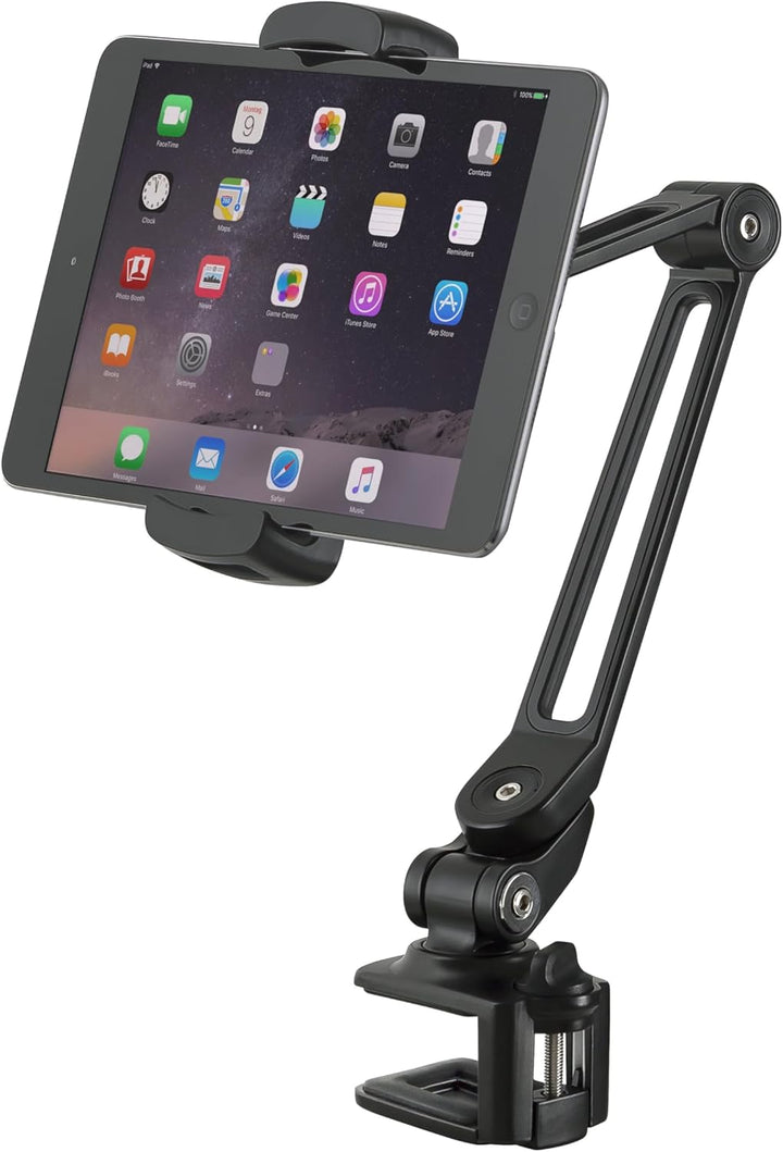 K&M 19805 Smartphone / Tablet-PC-Halter Schwarz, Kunststoff - Bis 13 Zoll - 360° drehbar - ideal für