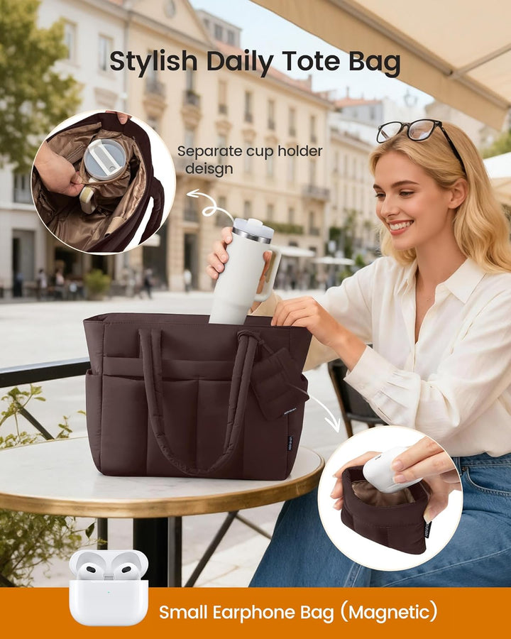 LOVEVOOK Shopper Tasche Damen Handtasche Gross, Leicht Arbeitstasche Puffer Tote Bag mit Vielen Fäch