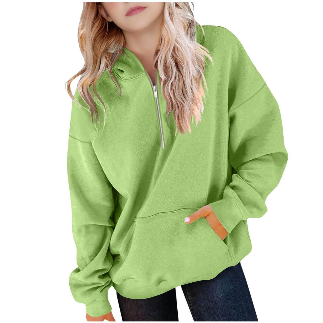 Generisch Sweatshirt für Mädchen Kapuzenpullover Herbst Outfit Einfarbig Teenager Kinderkleidung Lan