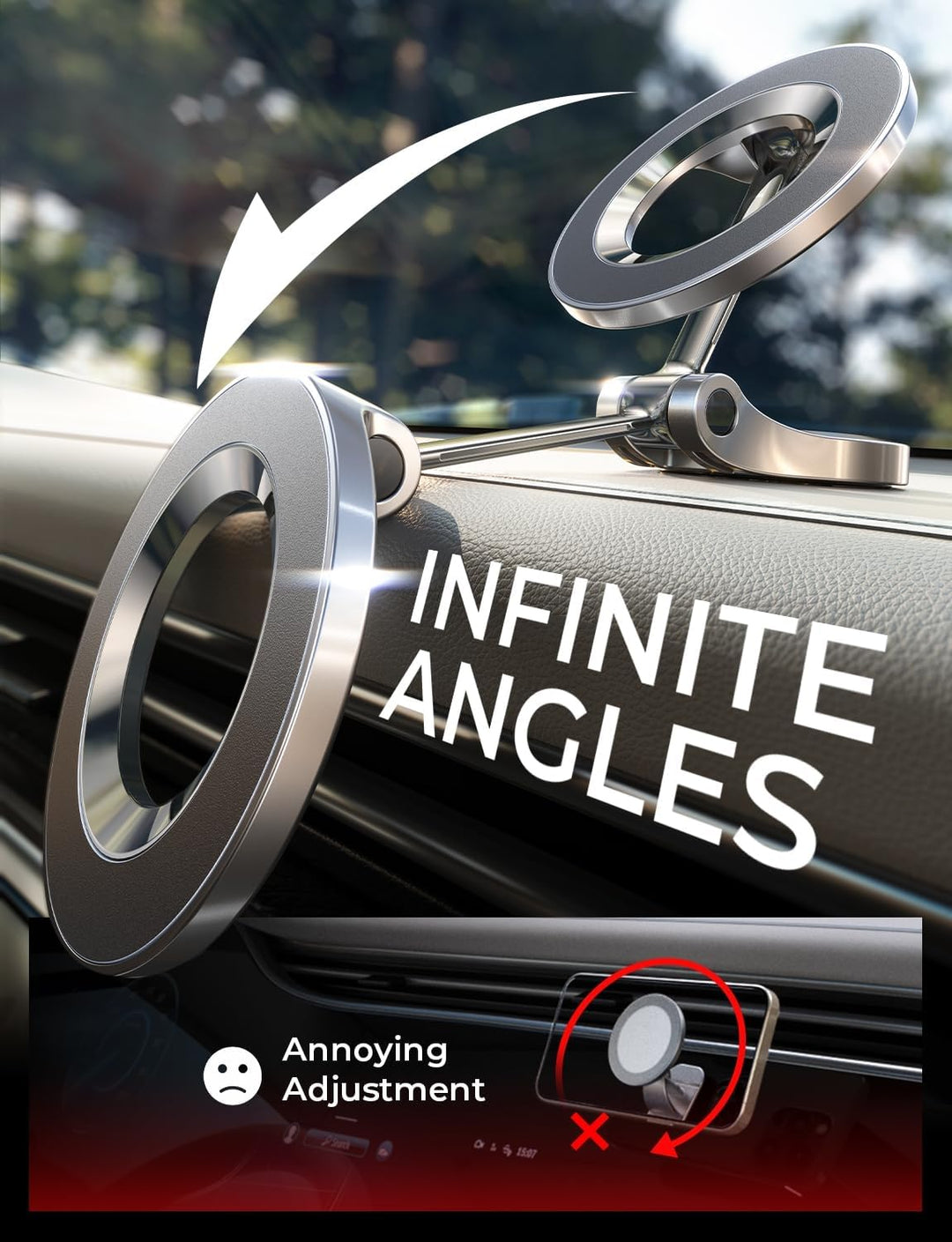 LISEN Handyhalterung Auto für MagSafe Autohalterung - [24x N52 Magnet] Universal Magnetische Handyha