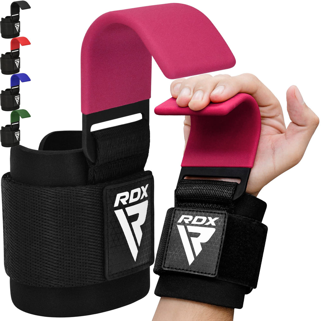 RDX Zughilfen Haken Krafttraining, 8mm Gepolstert Handgelenkschutz, Profi Bodybuilding Gewichtheben