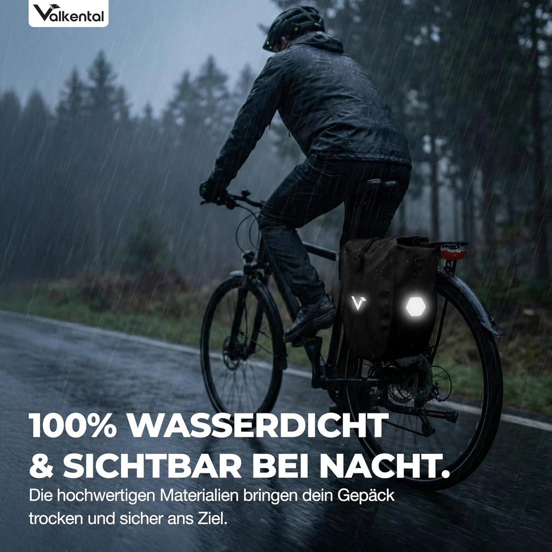 Valkental - Grosse &amp; wasserdichte Gepäckträgertasche - 20L Füllvolumen - Fahrradtasche für Gepäckträ