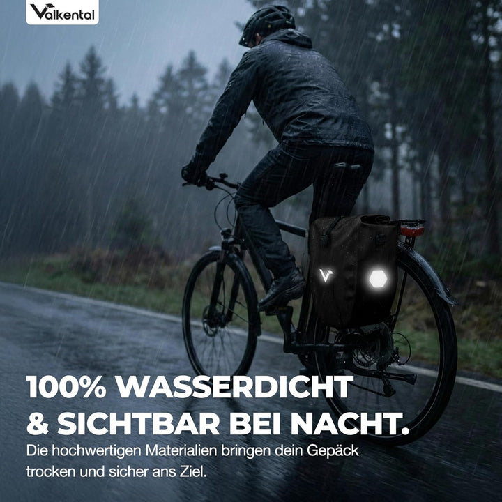 Valkental - Grosse &amp; wasserdichte Gepäckträgertasche - 20L Füllvolumen - Fahrradtasche für Gepäckträ