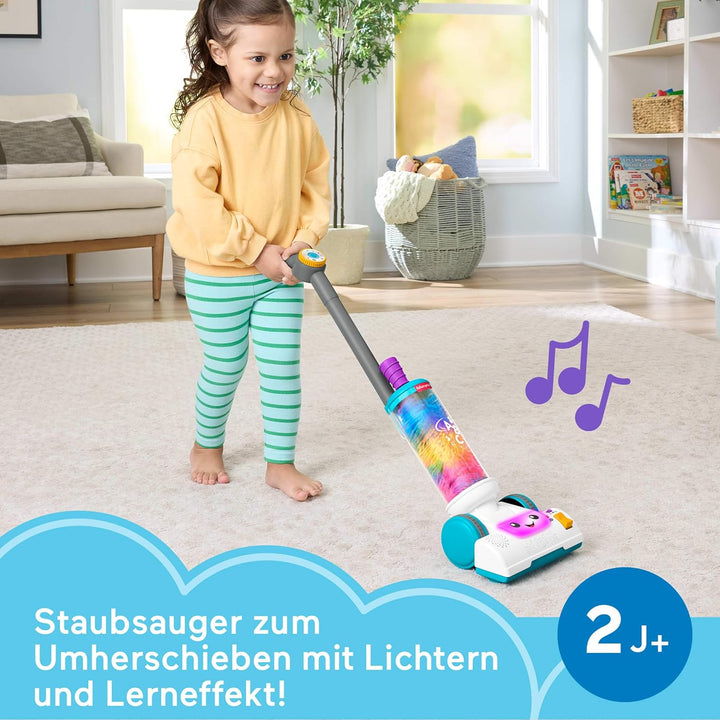 Fisher-Price Lernspass-Spielzeug für Kleinkinder, 2-in-1-Staubsauger mit Staubwedel, Lichter und Mus