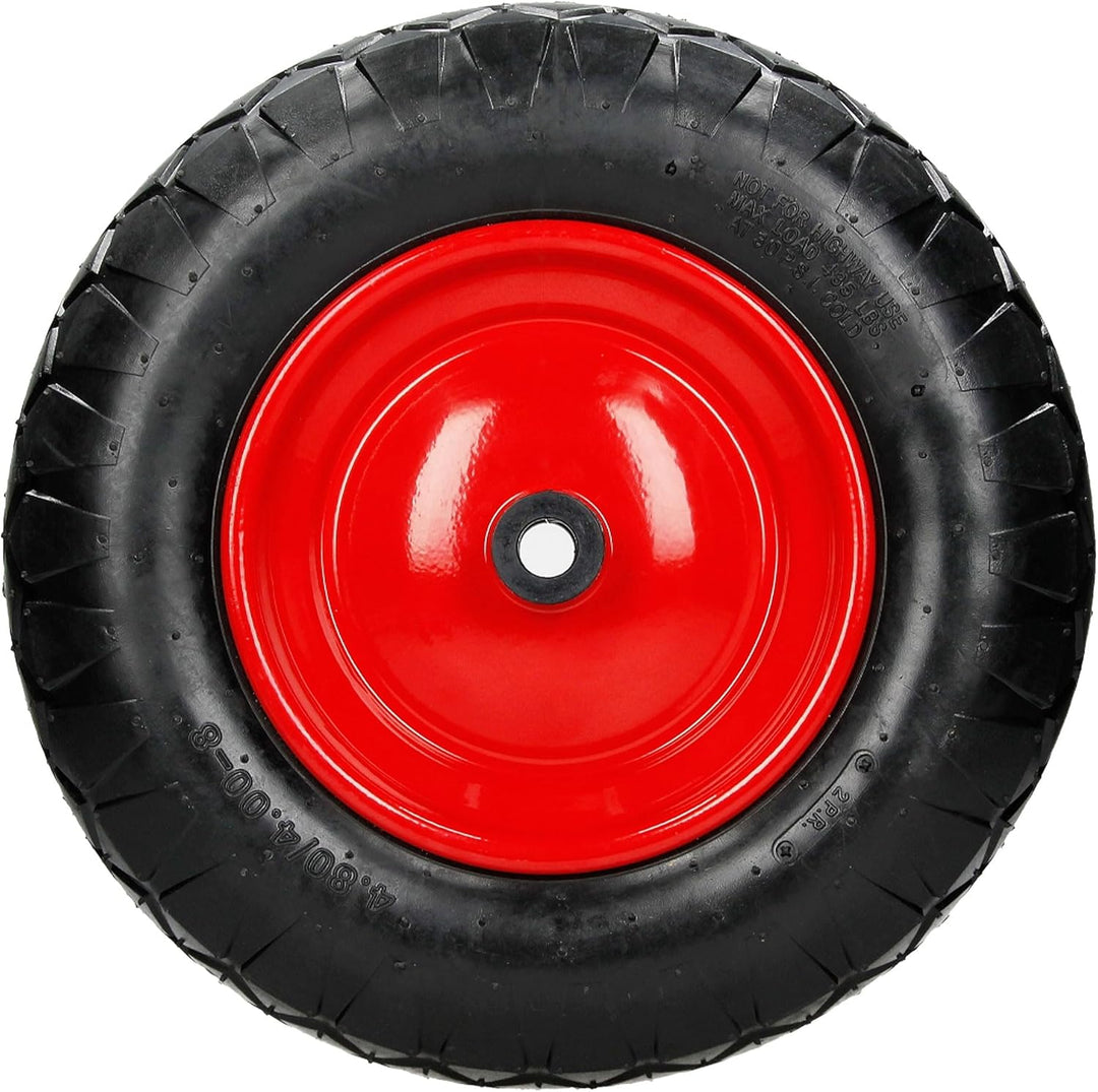 ECD Germany 2er Set Schubkarrenrad luftbereift mit Achse, 4.80/4.00-8, Ø 390 mm, 95 mm Breite, 200 k