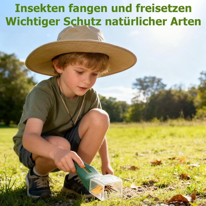 Insektenfänger, Apritsce 2 Stück Tragbarer Insektenfänger Lebend mit Lupe, Handgehaltene Insekten Sa
