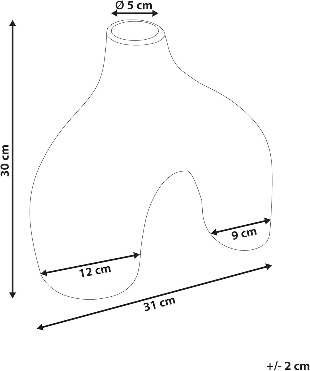 Dekorative Blumenvase Keramik Wohnzubehör 30 cm Schwarz Lamia