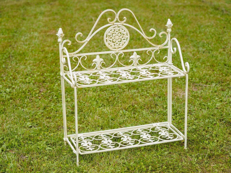 Regal Wandregal Eisen Garten Garderobe Pflanzenregal antik Stil creme weiss