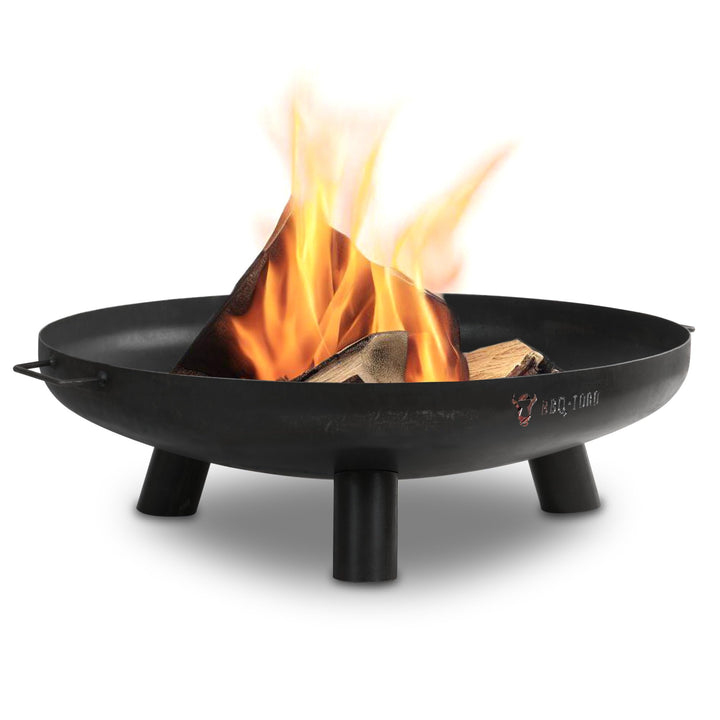 BBQ-Toro Feuerschale Ø 80 cm | Schwarz | Outdoor Feuerstelle mit DREI Standbeinen und Zwei Griffen |