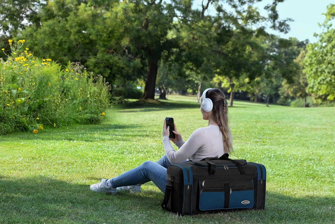 Sporttasche, Reisetasche und Fitnesstasche für Damen und Herren- Tainingstasche, Gym Bag (Blau, L 55