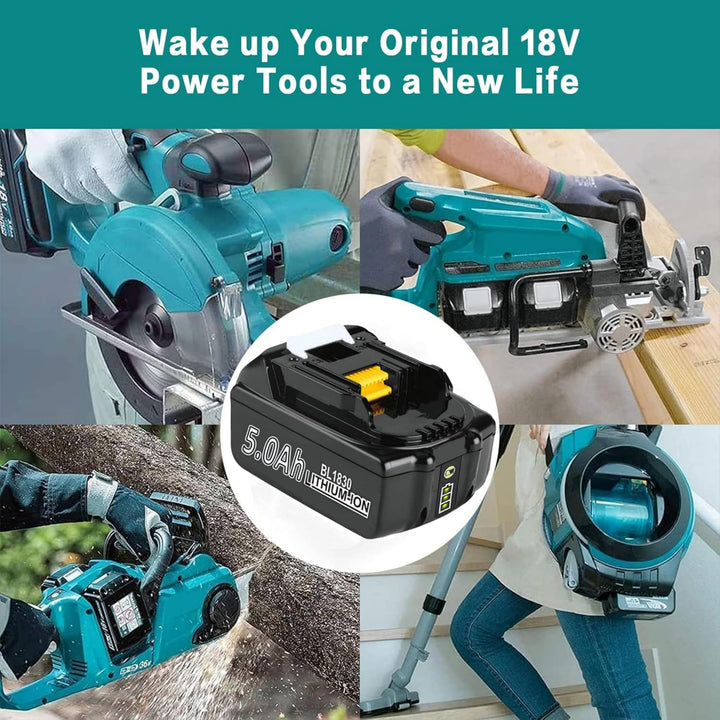 5.0Ah 18v Akku mit Ladegerät Ersatzakku für makita BL1830B BL1840 BL1850 BL1850B BL1860 BL1860B BL18