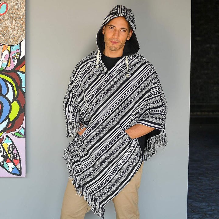 virblatt - Poncho Herren | Baumwolle | Herren Poncho Winter |zum Wenden| Mexiko Poncho Herren warm K