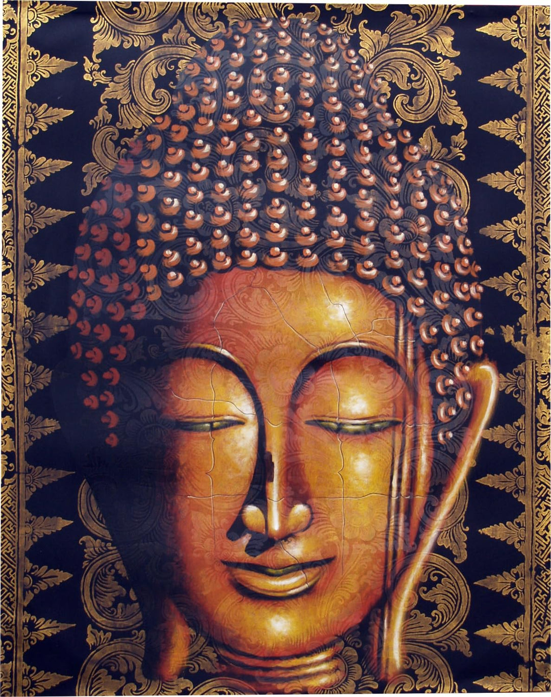 GURU SHOP Gemälde auf Leinwand Buddha 100x80 cm - Motiv 1, Braun, Buddhas, Motiv 1