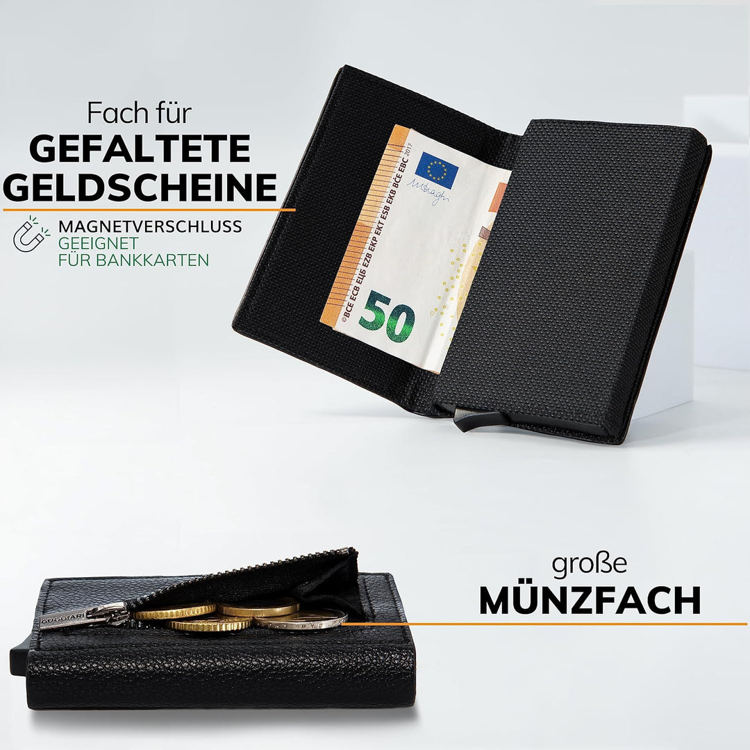 GUGGIARI® Kreditkartenetui - Kartenetui mit Münzfach/Kartenhalter mit Magnetverschluss - Aluminium R