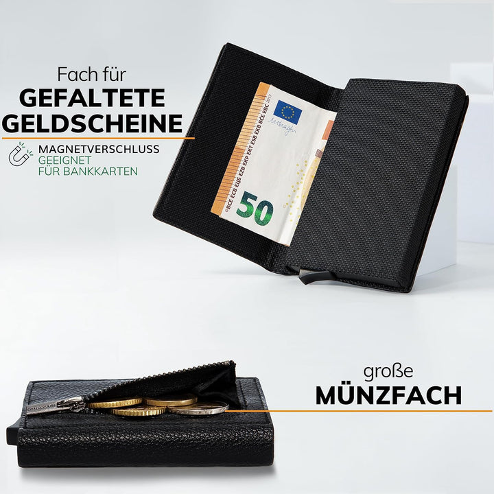 GUGGIARI® Kreditkartenetui - Kartenetui mit Münzfach/Kartenhalter mit Magnetverschluss - Aluminium R