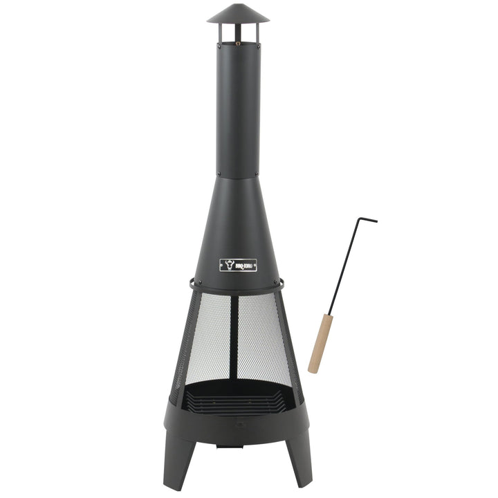 BBQ-Toro Terrassenofen mit Funkenschutz, Feuerrost und Schürhaken | 35,5 x 35 x 112 cm | Stahl Garte