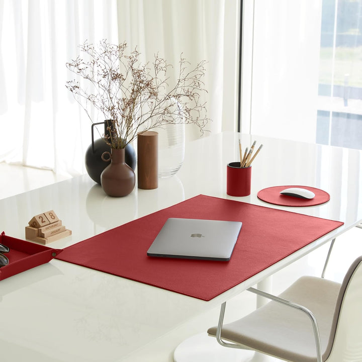 Eglooh - Iris - Taschenleerer aus echtem Leder Ferrari Rot - Schreibtisch-Organizer mit modernem Des