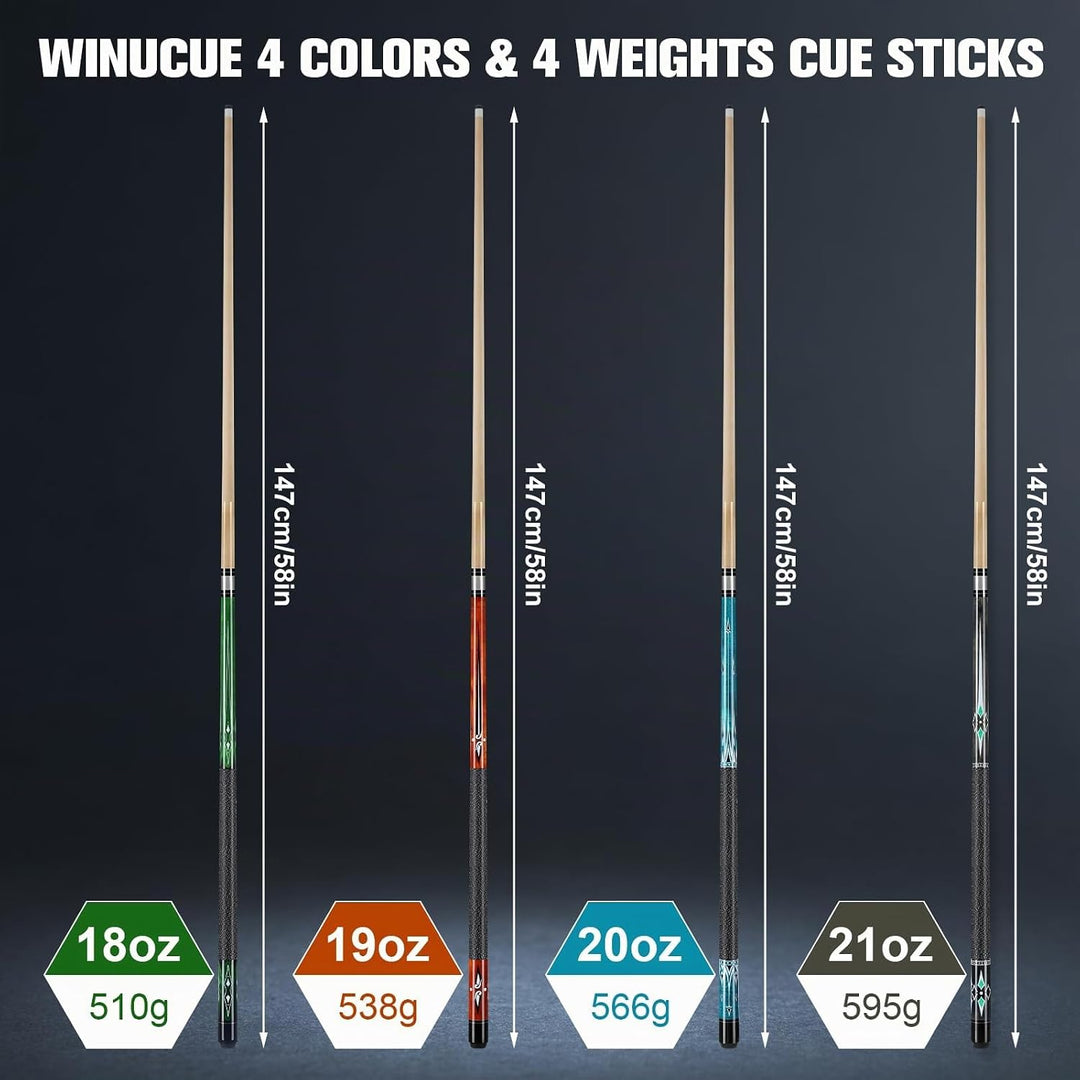 Billard Queue, 58 Zoll Maple Pool Queue Stick 13mm Spitzen für Professionelle Billardspieler, 18 19