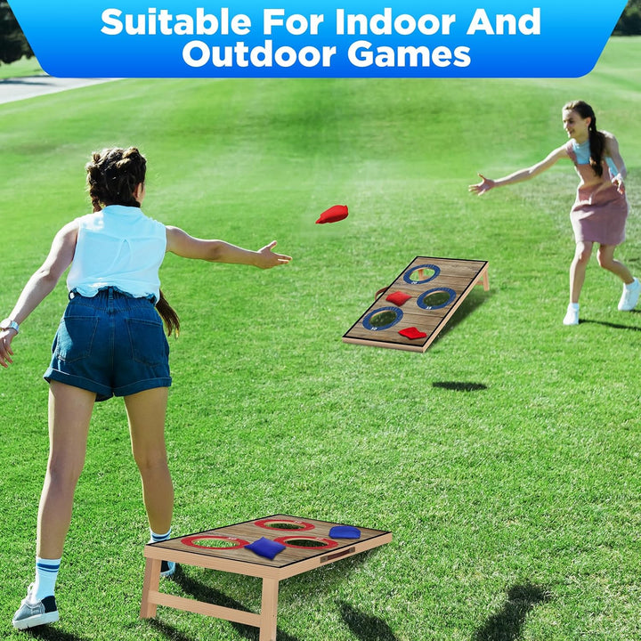 NZQXJXZ Cornhole Spiel Outdoor, 60 x 35 cm Massivholz Premium Corn Hole Boards mit 6 Cornhole Säckch