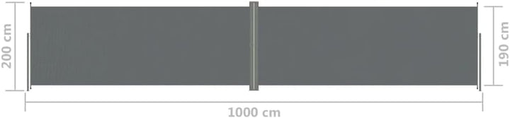 vidaXL Seitenmarkise Ausziehbar Anthrazit 200x1000 cm