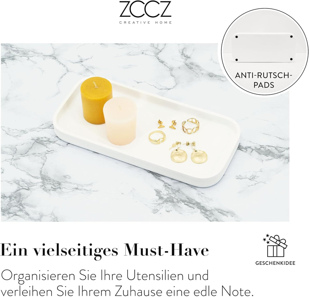 ZCCZ - Weisses Badezimmer-Zubehör-Set 6-teilig – Zahnbürstenhalter, Lotionseifenspender, 2 Qtip-Halt