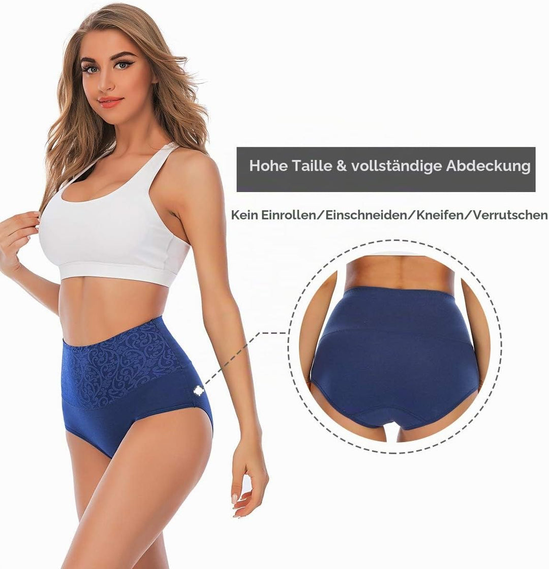 YaShaer Unterhosen Damen Baumwolle Hohe Taille Slips Hoher Taillenslip für Frauen Mehrpack S 5 Packu