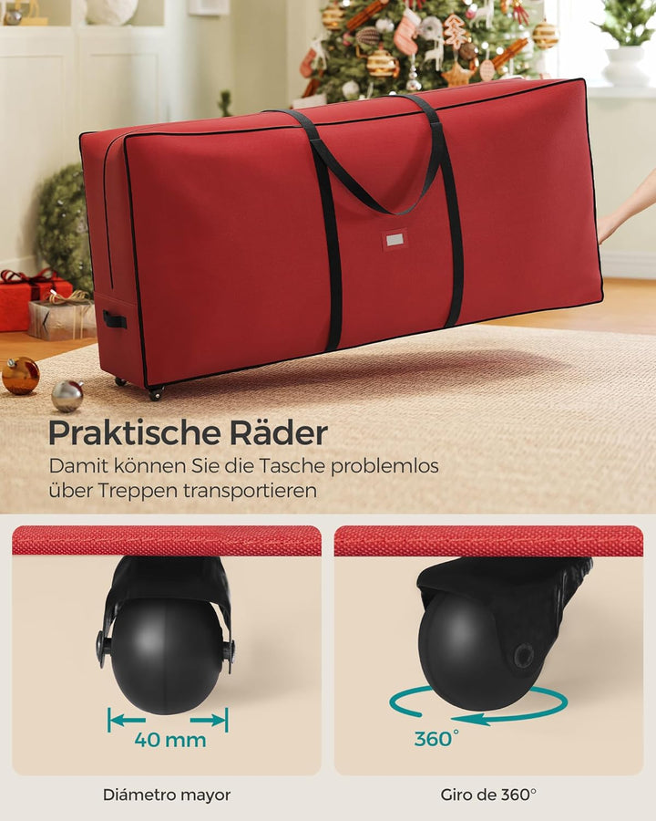 SONGMICS Aufbewahrungstasche für Weihnachtsbaum, Tragetasche auf Rollen, für Bäume bis zu 274 cm, fü
