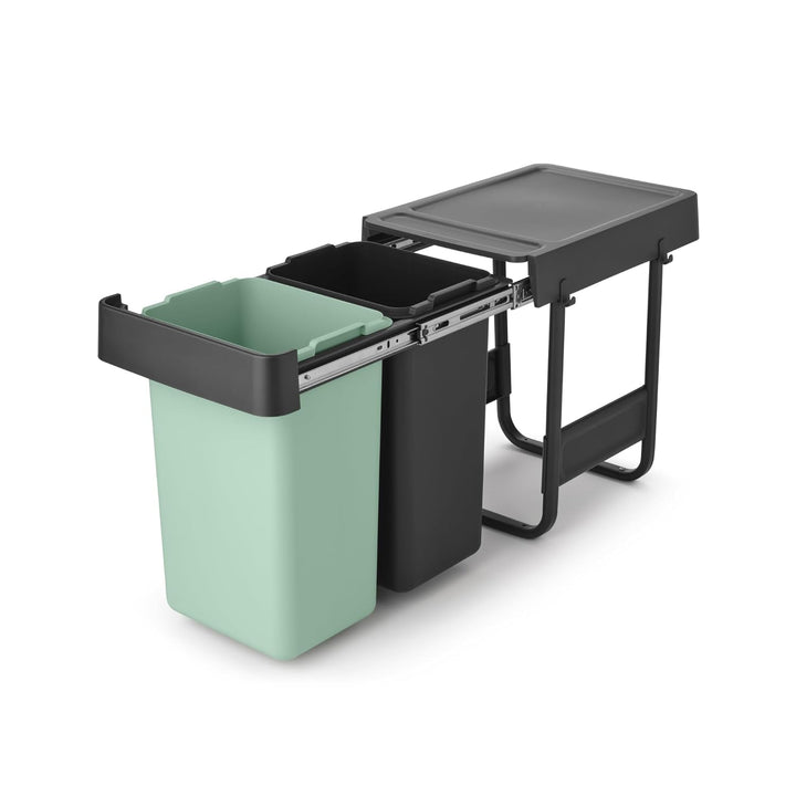 Brabantia Sort & Go Ausziehmülleimer | 2 x 15 l Einbaumülleimer für die Unterschranktür | Integriert