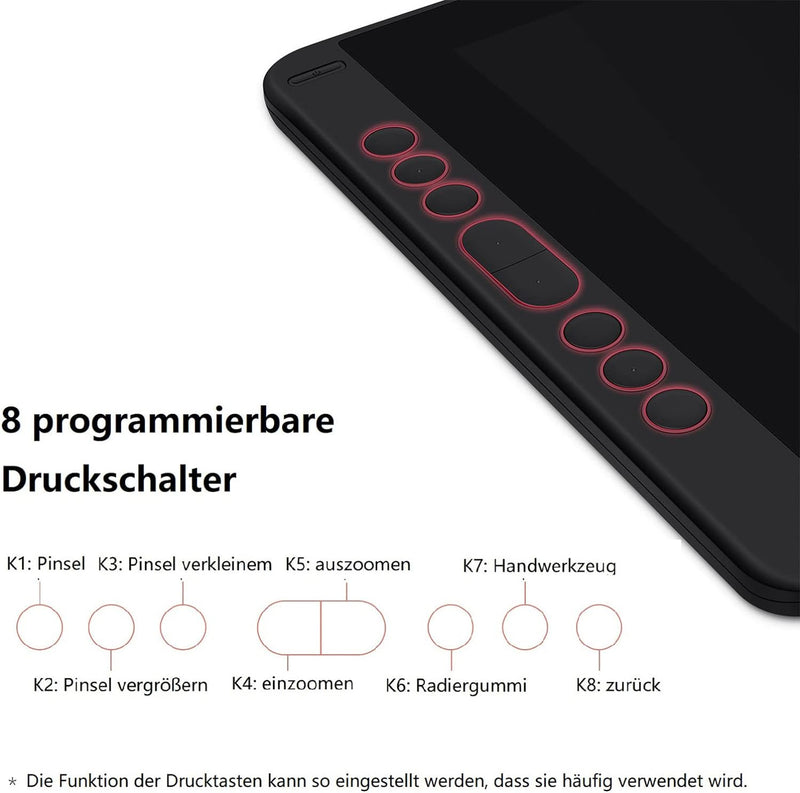 HUION Kamvas 13 Grafiktablett mit Display, 13,3 Zoll Volllaminatbildschirm Pen Display, 8 programmie